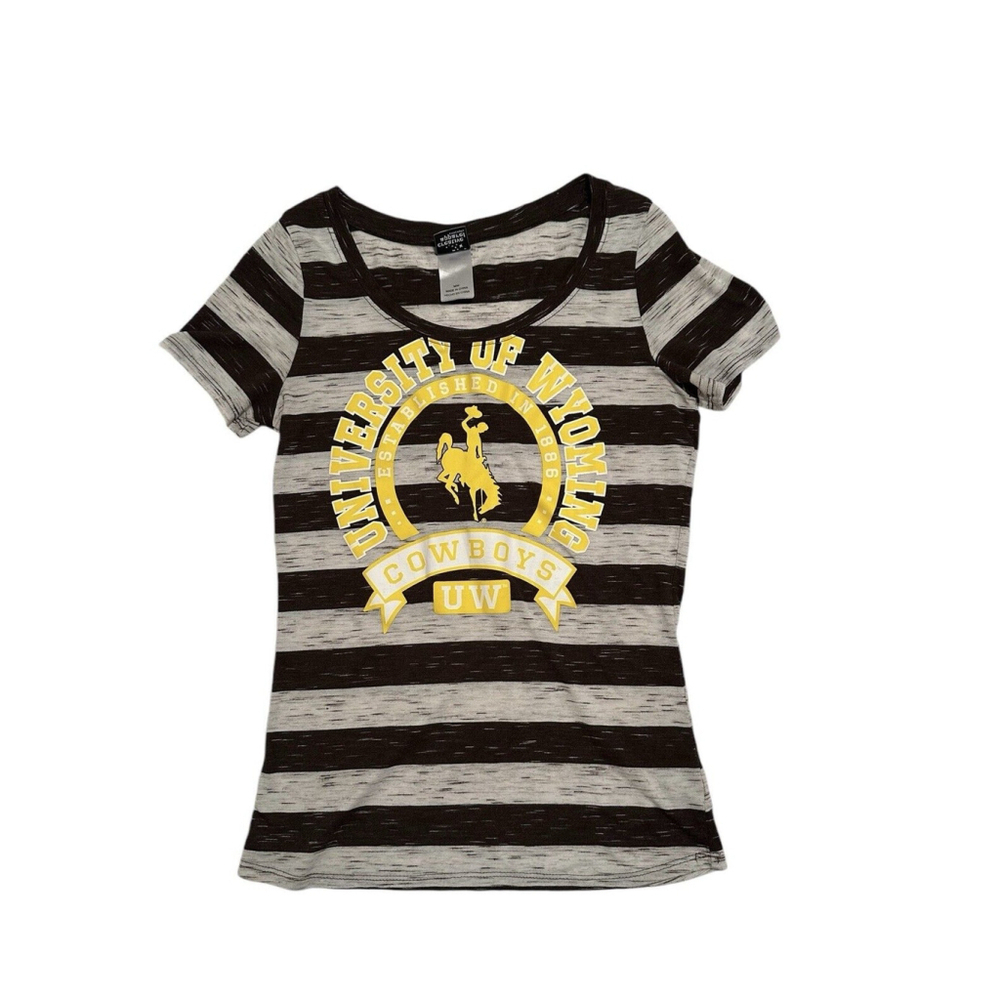 Creative Apparel University of WY Cowboys Striped Tee Shirt Womens Medium Top